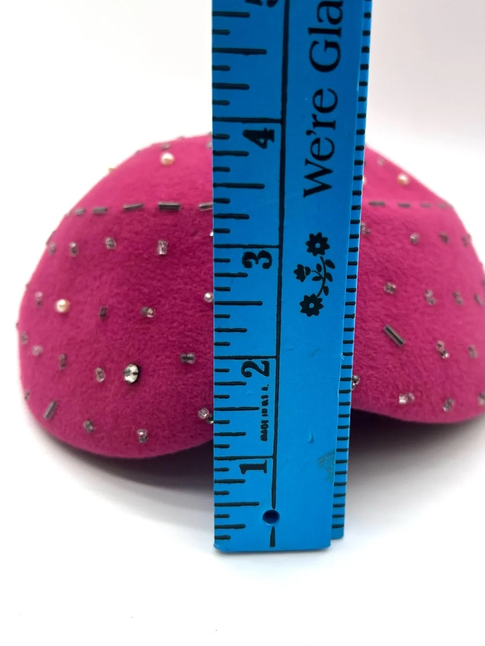 Vintage Lee Pink Genuine Velour Beaded Cocktail Hat Pearls Floral 1940s mid cent